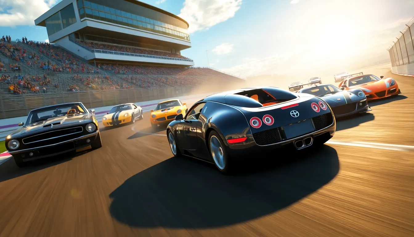 cars racing on a vibrant racetrack illustrating Forza 2.